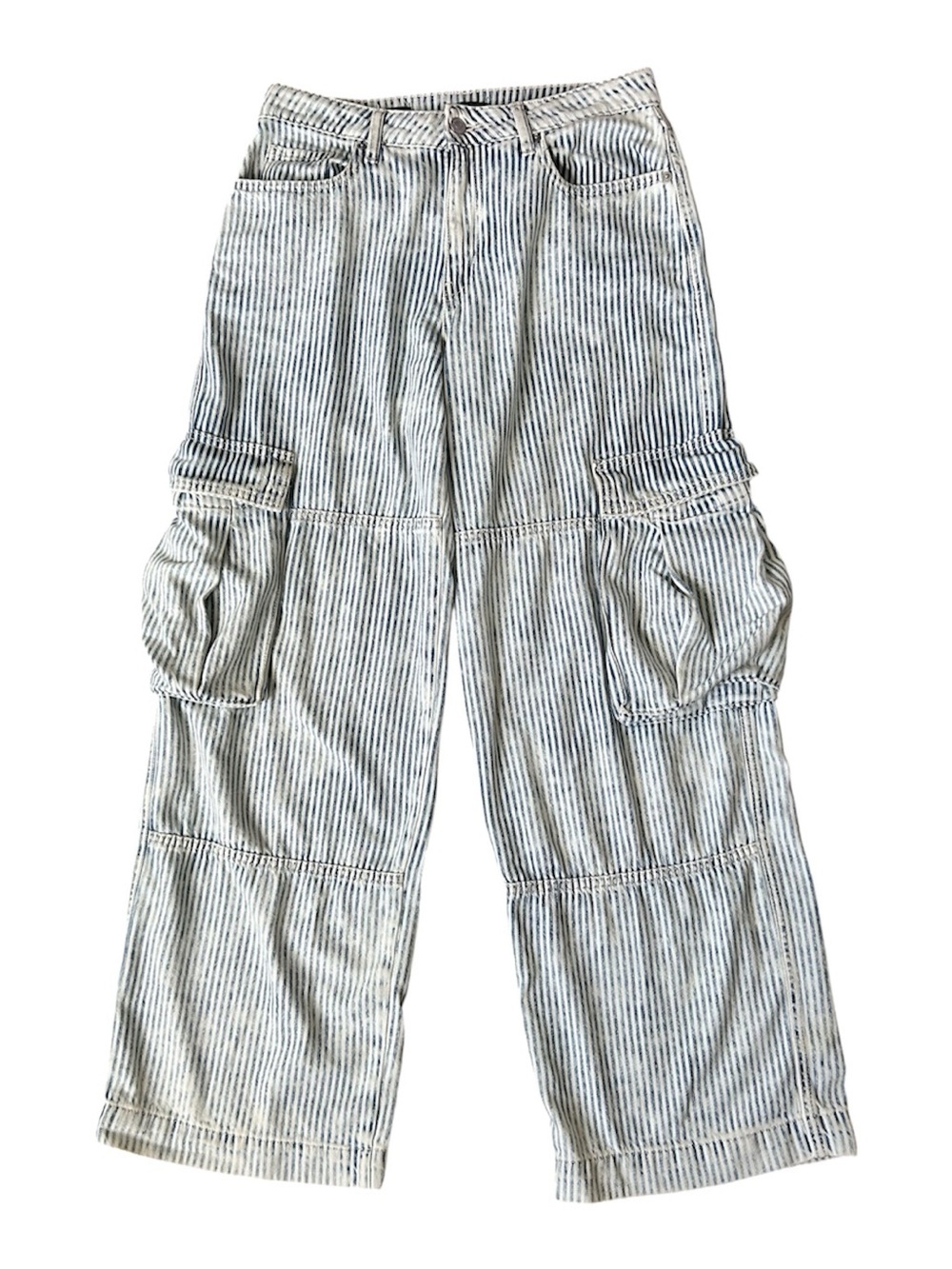 Wild Fable Mid-Rise Baggy Cargo Faded Striped Jeans size 8R